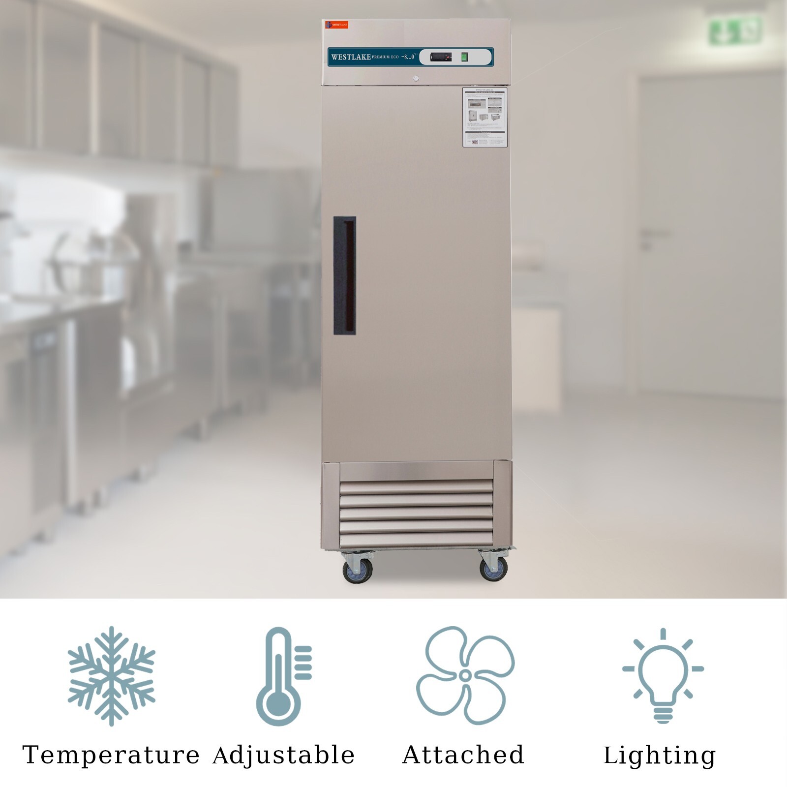 27' W Reach-in Commercial Freezer Stainless Steel 1 Door 23 Cu.ft Capacity ETL