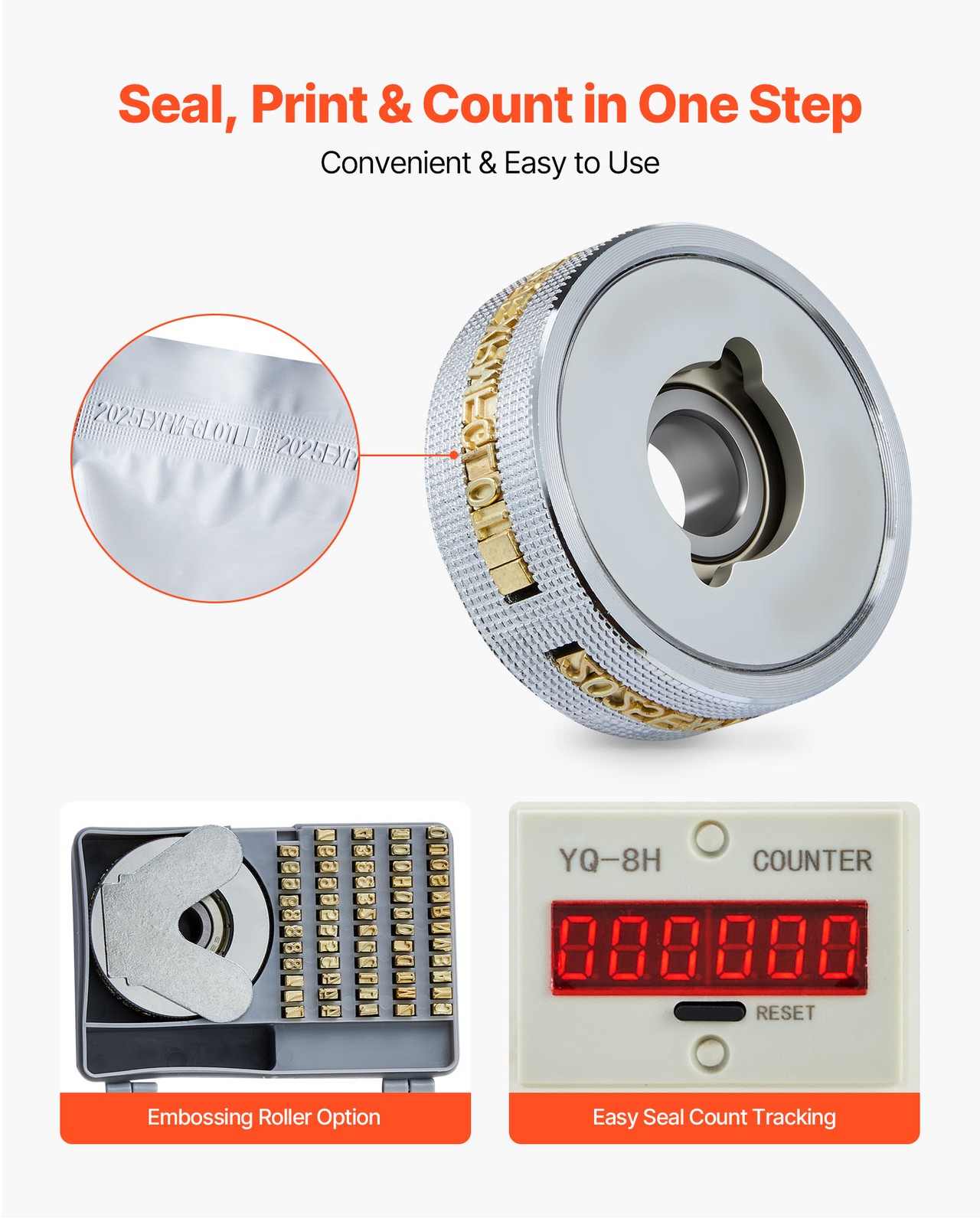 VEVOR Continuous Sealing Machine Vertical Band Sealer 0.24-0.47 in Seal Width