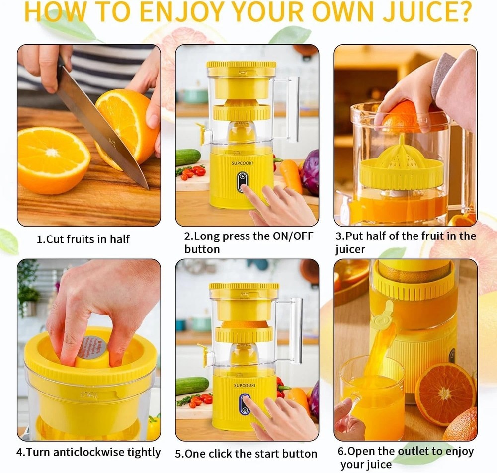 Electric Rechargeable Citrus Juicer - Automatic Sq