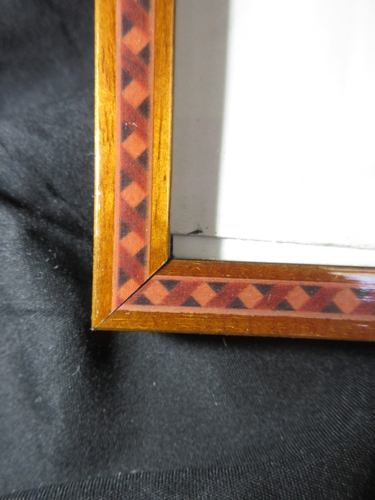 Vintage Wood Marquetry Inlay Picture Frame Geometric Border 7.75 x 5.75 German