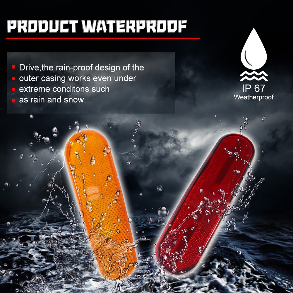 4X Amber Front+Red Rear Side Marker Lights For 2002-2005 Honda Civic Si EP3 3DR