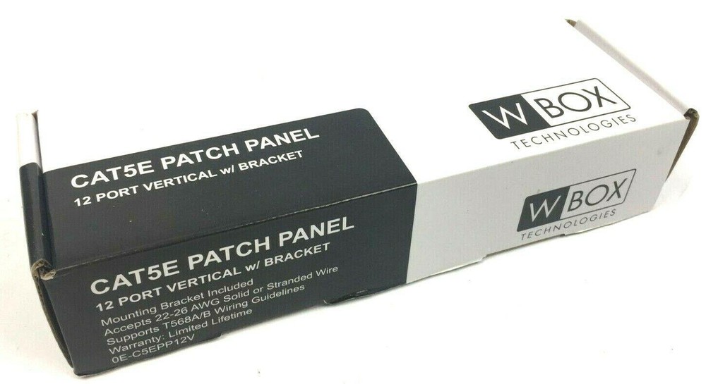 W Box C5EPP12V Cat5E Patch Panel 12 Port Vertical with Bracket