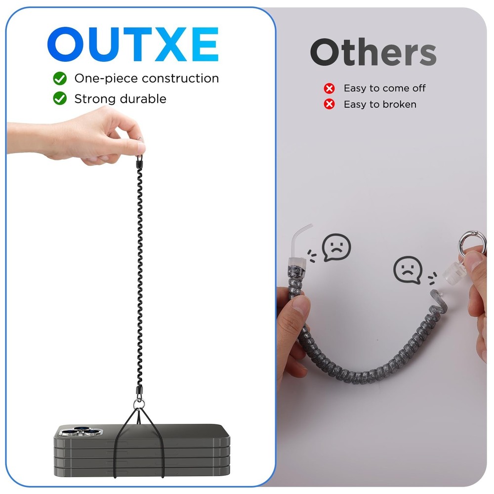 OUTXE Phone Lanyard Tether with 4 Patch- 2× Phone Tether, 4× Phone Pat