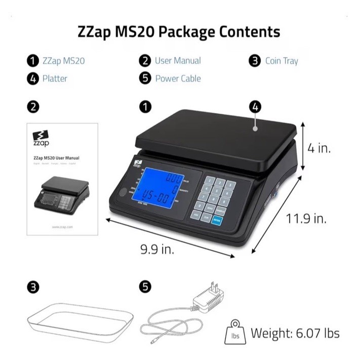 ZZap MS20 Coin Counting Scale