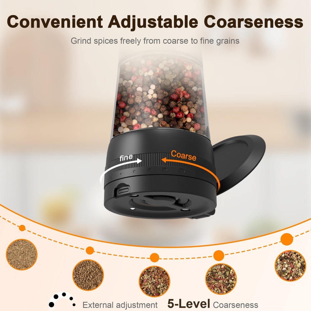 Electric Automatic Salt and Pepper Grinder Set with LED Light and Charging Base