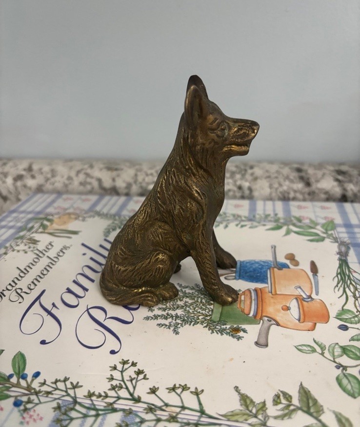 Small Brass German Shepherd Dog Figurine