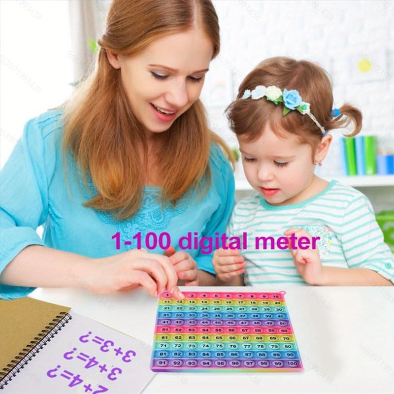 Multiplication Table Hundred Board Math Game P0PP Toy 100 Bubbles, Exercise Chil