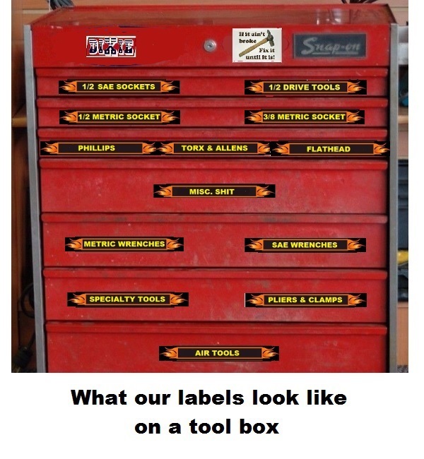 #336 - 34 Mechanics Magnetic Tool Box Labels. NICE!