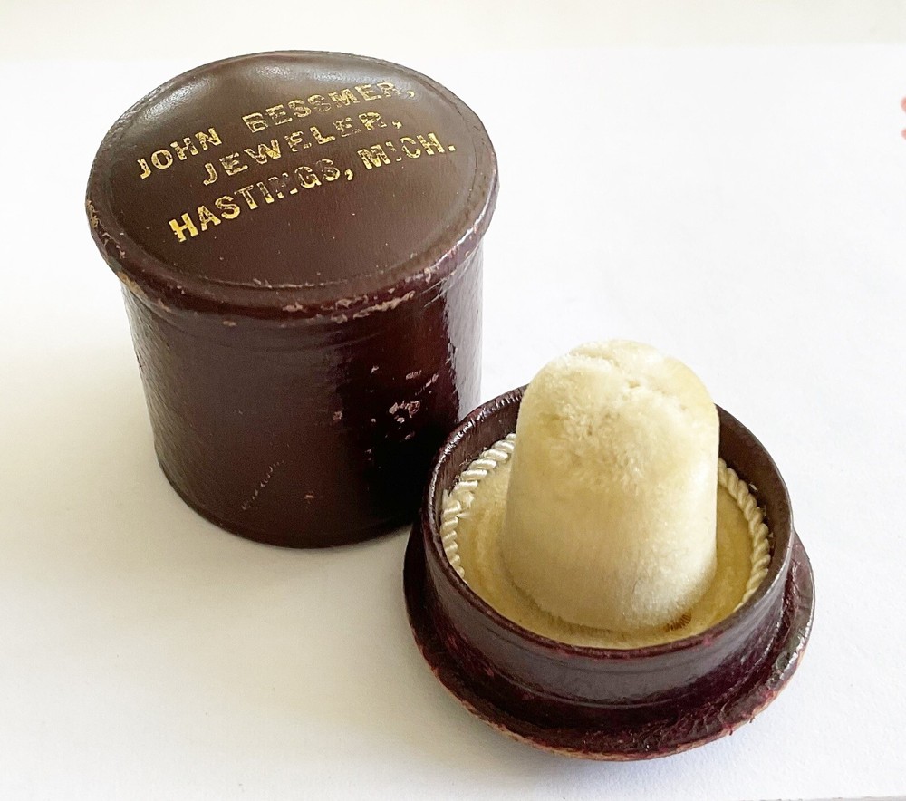 Antique Early Leather Thimble Box