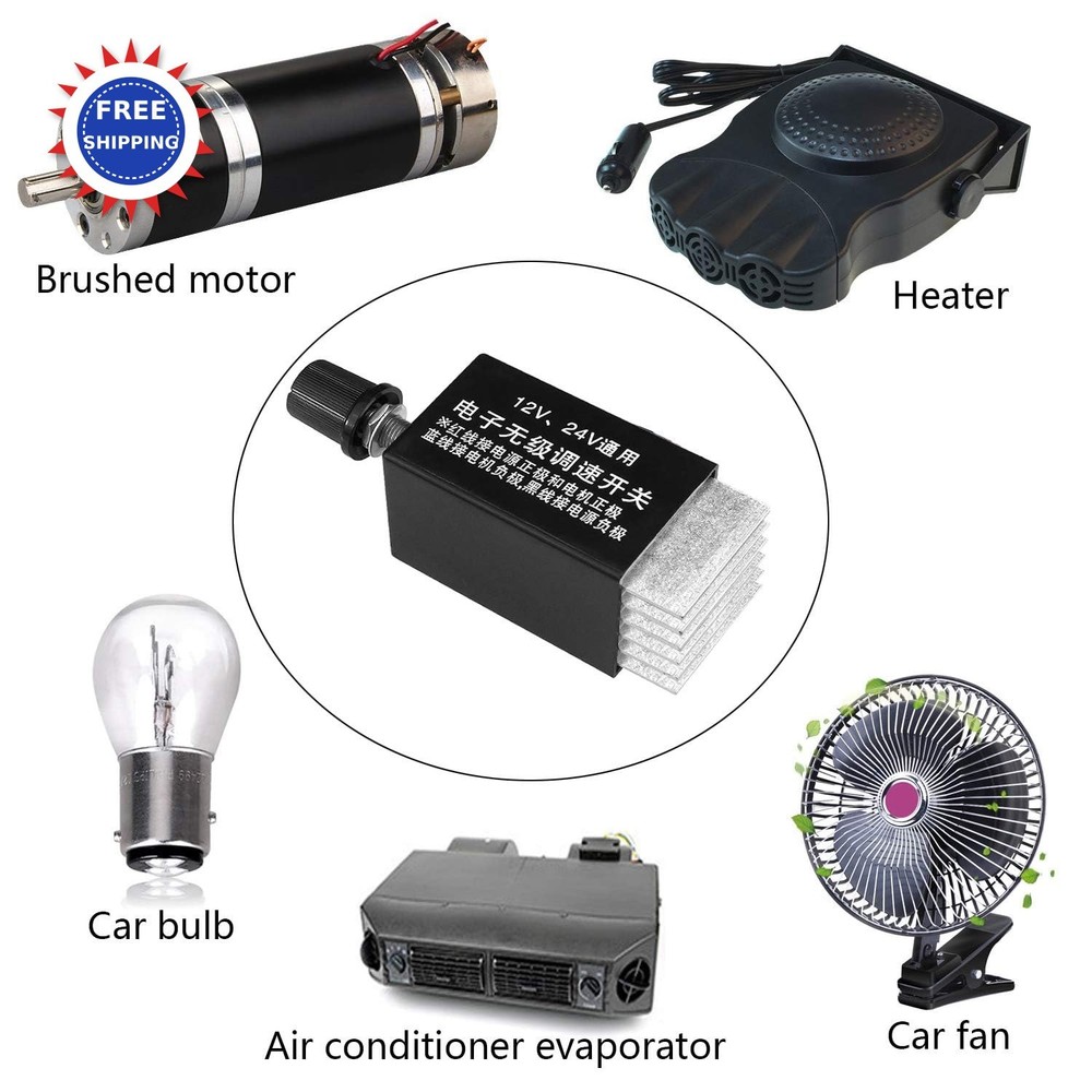 DC Motor Speed Controller 12V 24V 10A Electronic Stepless Regulator Universal