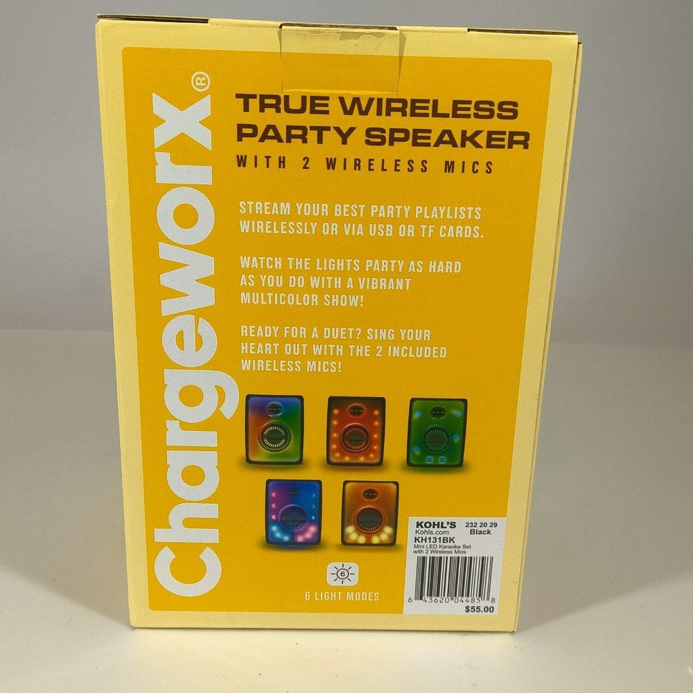 New Chargeworx True Wireless Party Speaker Bluetooth Speaker KH131BK