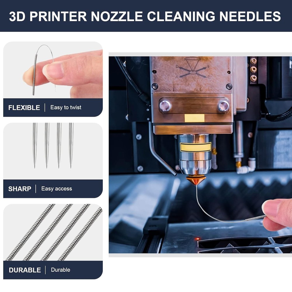 3D Printer Nozzle Cleaning Kit 26pcs Tool Set Needles Brushes Case