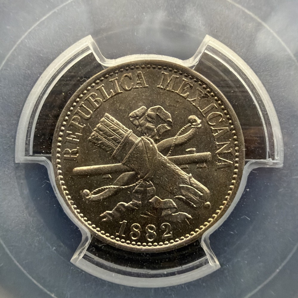 1882 MEXICO 5 CENTAVOS PCGS MS64