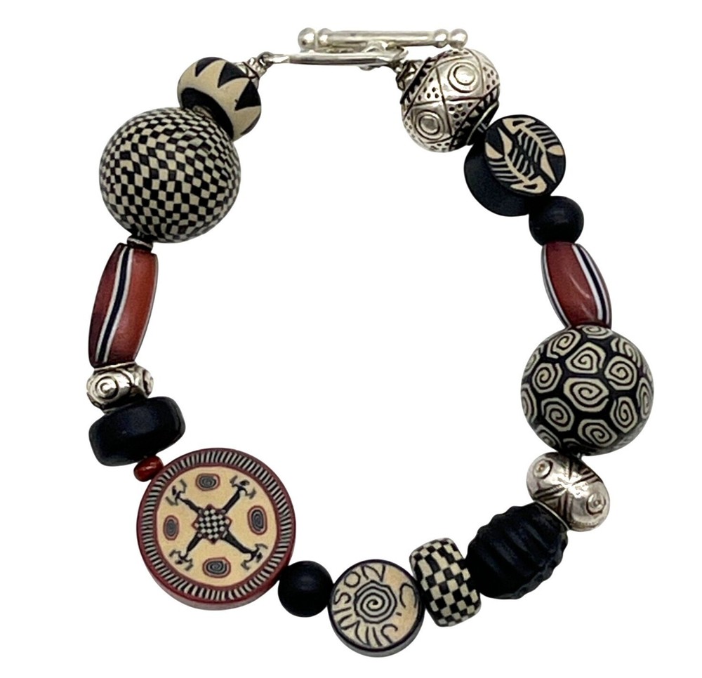 Handmade Tribal Inspired Beaded Bracelet With Toggle Clasp