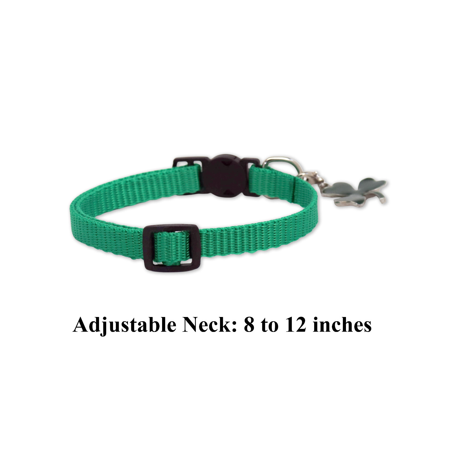 Green Cat Collar Green Shamrock Charm Safety Breakaway Adjustable Neck -CC-1037