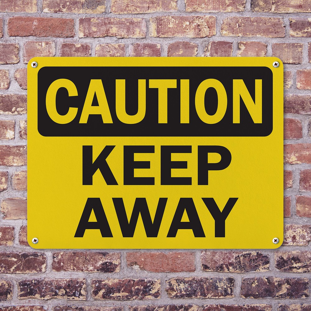 (2 Pack) Keep Away OSHA Caution Sign Decal Metal Plastic