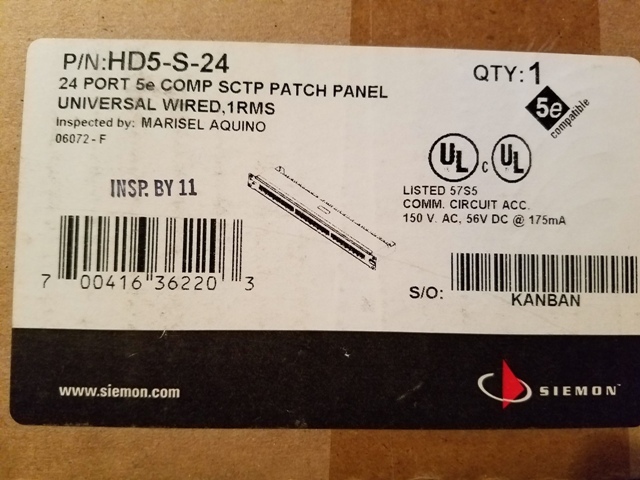 HD5-S-24 Siemon SCTP Cat5e 24-Port Patch Panel