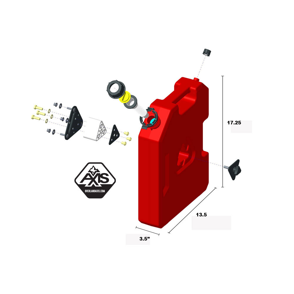 SET OF TWO - 2 Gallon Jerry Gas Cans with Mount Bracket for OVERLAND OFF ROAD