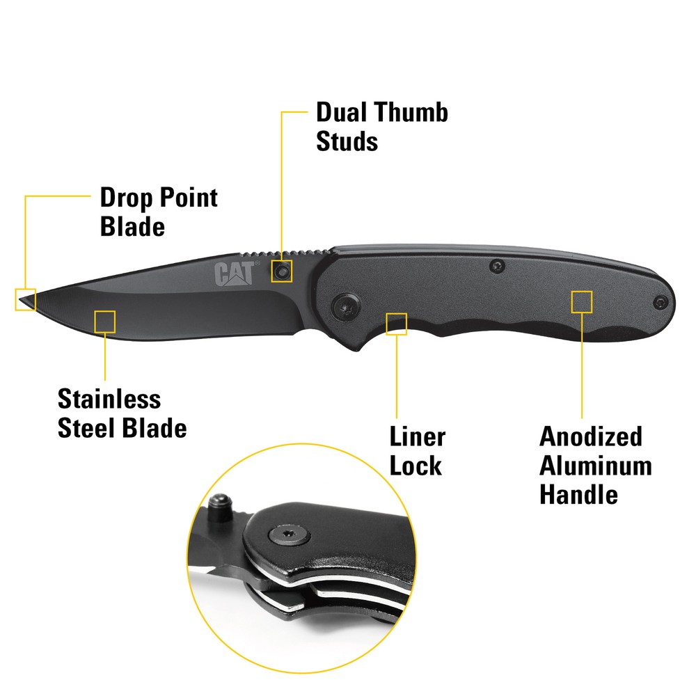 Cat 7 Inch Drop Point Folding Knife - 980016