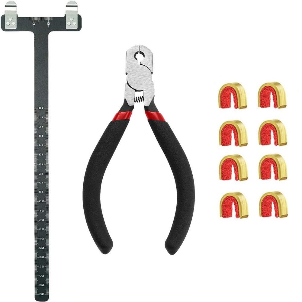 AHOSOUTLY Archery Bow String Nocking Points Set with T Square Ruler Black