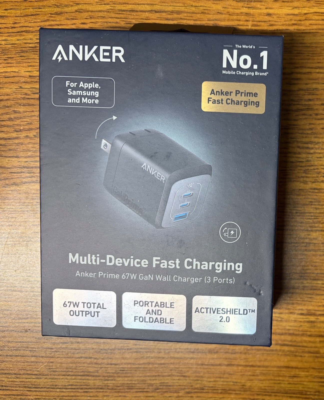 New Anker Prime 67W USB-C GaN 3-Ports Wall Charger - Black (A2669)