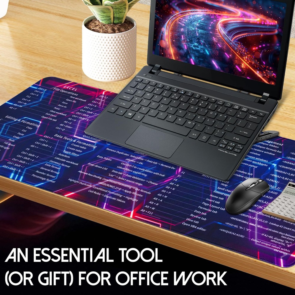 Bloss Excel Mouse Pad, Excel Shortcut Keys Mouse Pad Gaming, Cyberpunk Excel Che