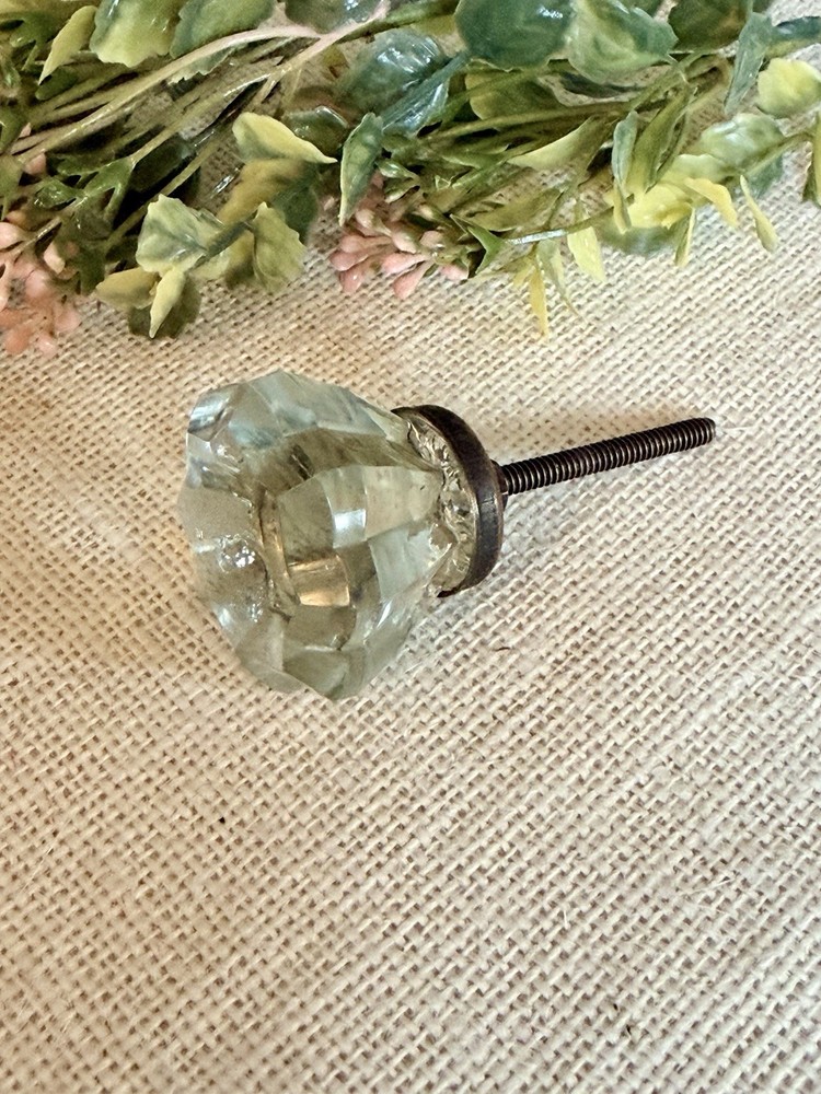 Vintage Glass Cabinet Knobs Depression Era Style Octagon Glass Pulls