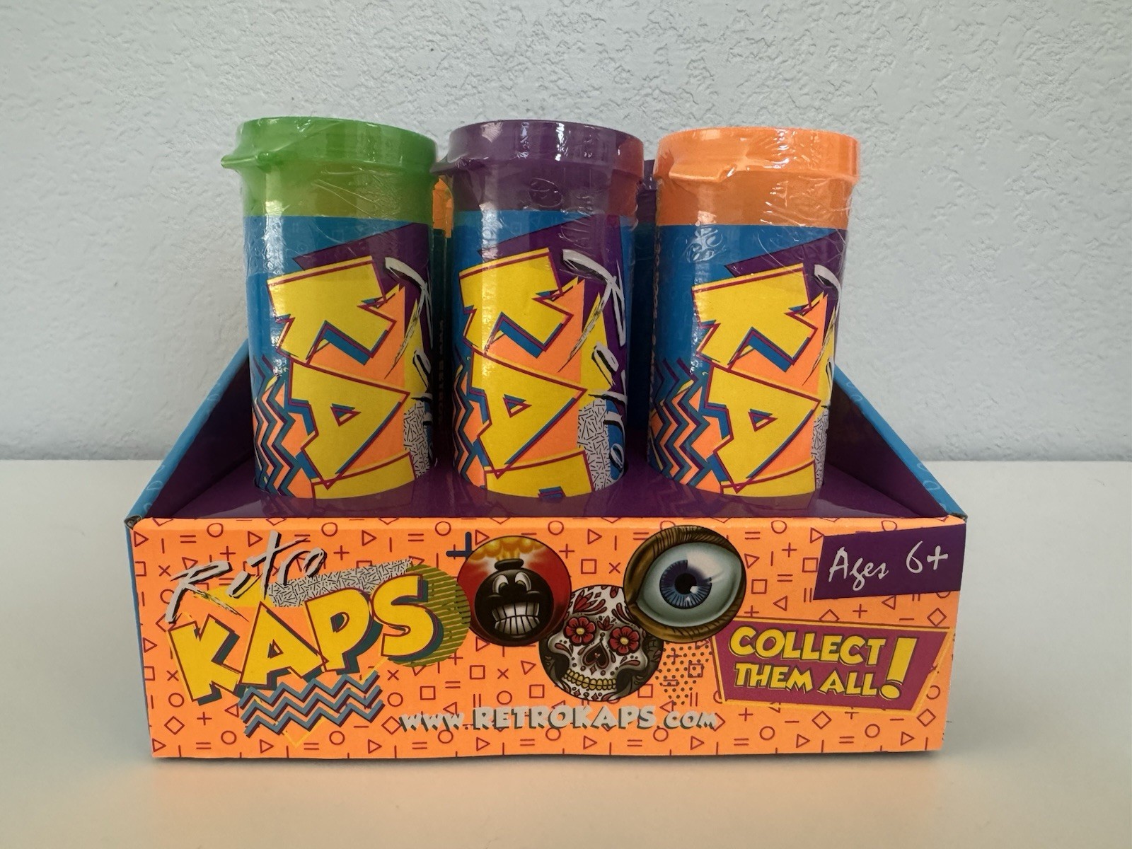 NEW- Retro Kaps Pogs (20) Metal Slammers (2)  One Storage Tube! Great Kids Fun!