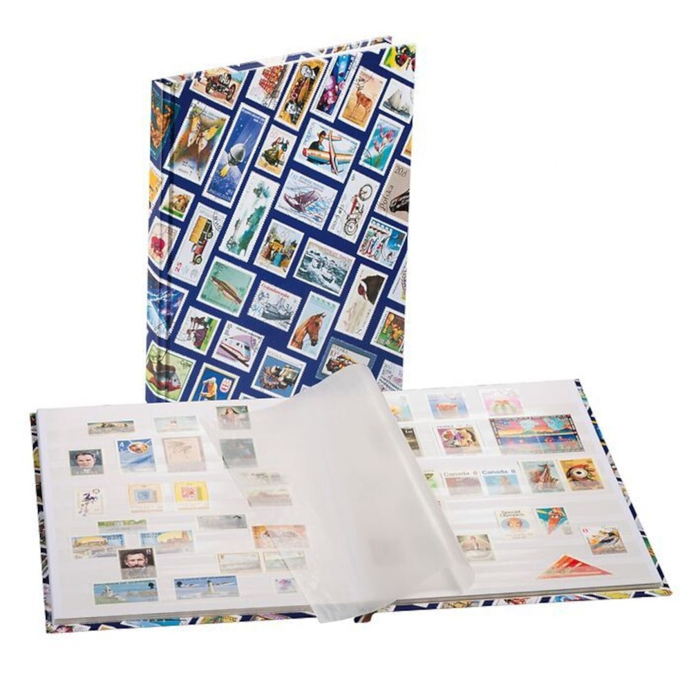 Stamp Theme Hardcover Stock Book 16 WHITE Pages 9 Strips per Page Glassine