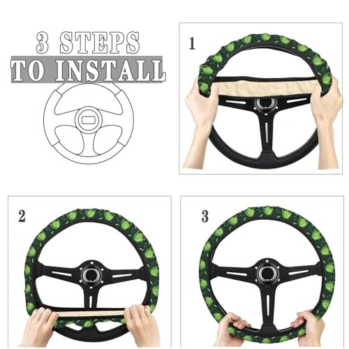 Green Neon Funny Alien Steering Wheel Covers Anti-Slip Elasticity Multicolor27
