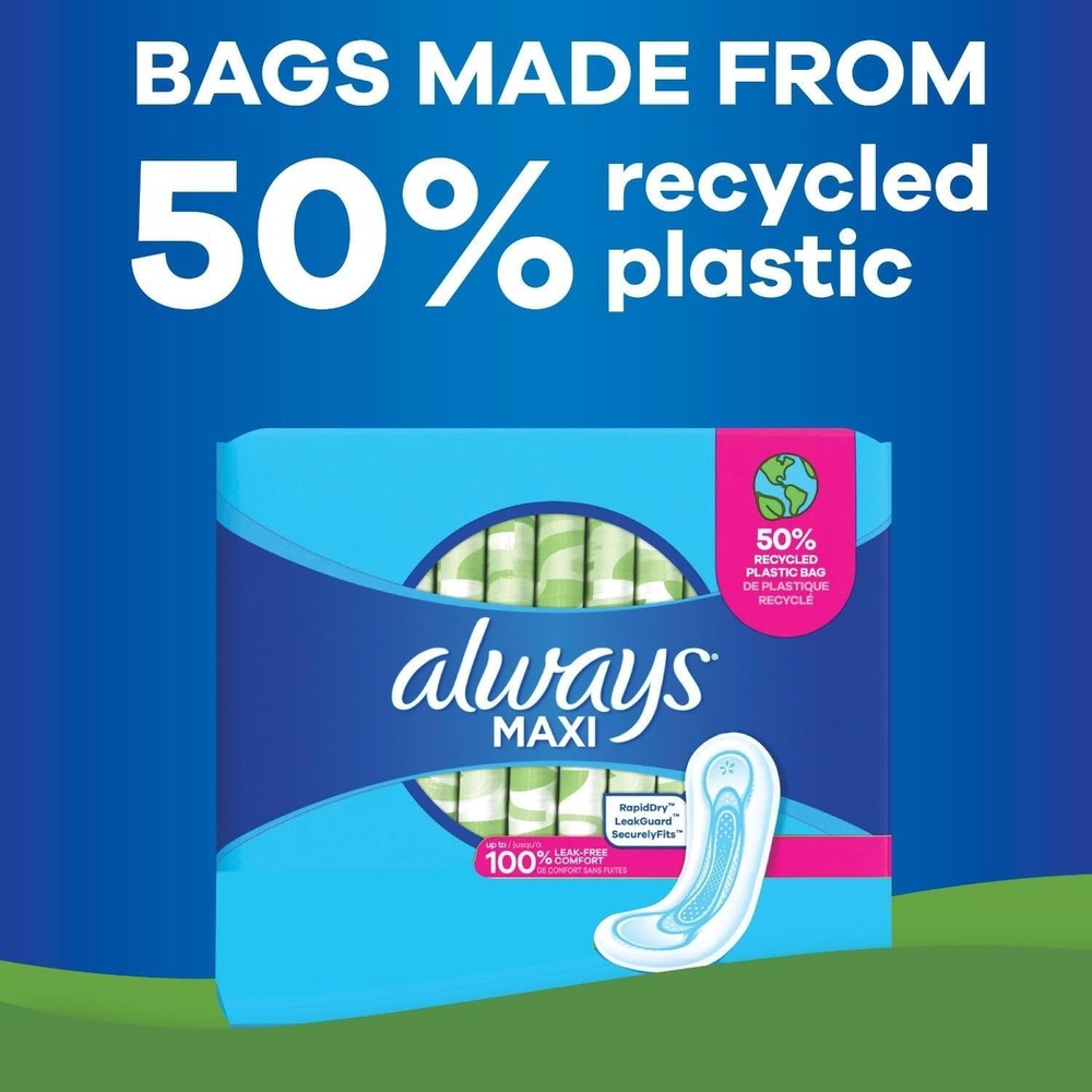 Always Maxi Pads Without Wings, Size 1 Regular Unscented, 48 Count