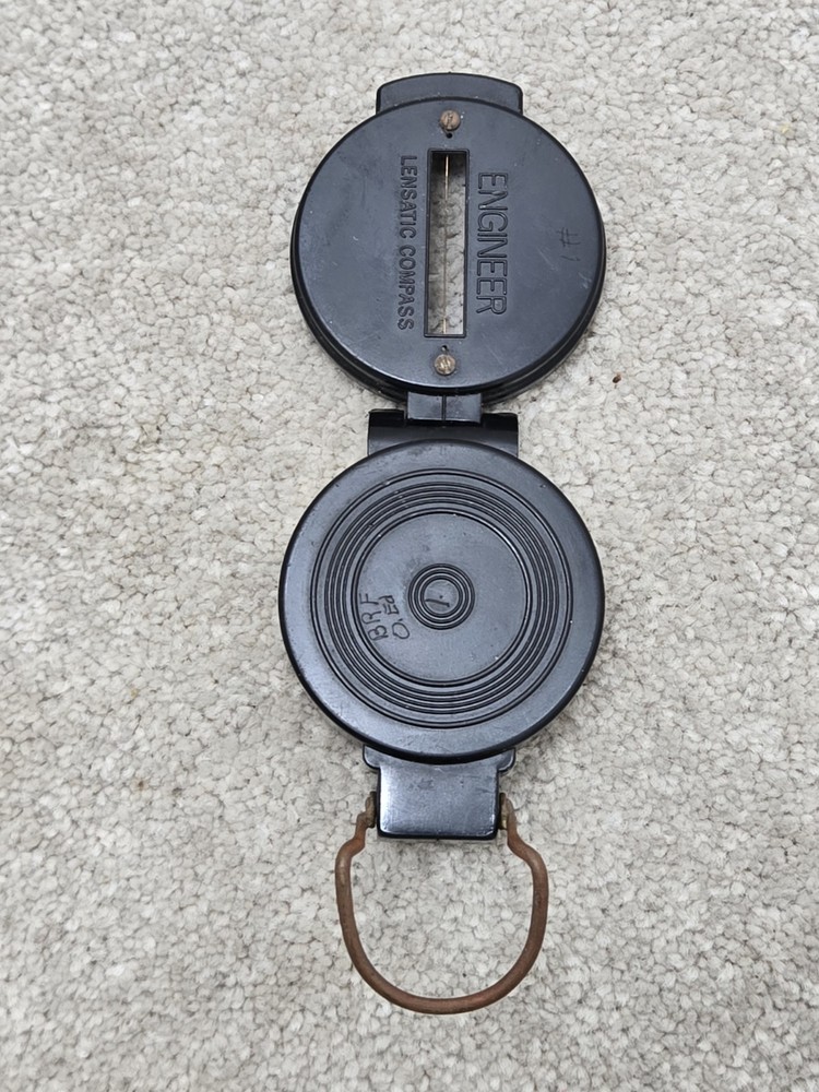 lensatic engineer compass black plastic compact portable navagation survival
