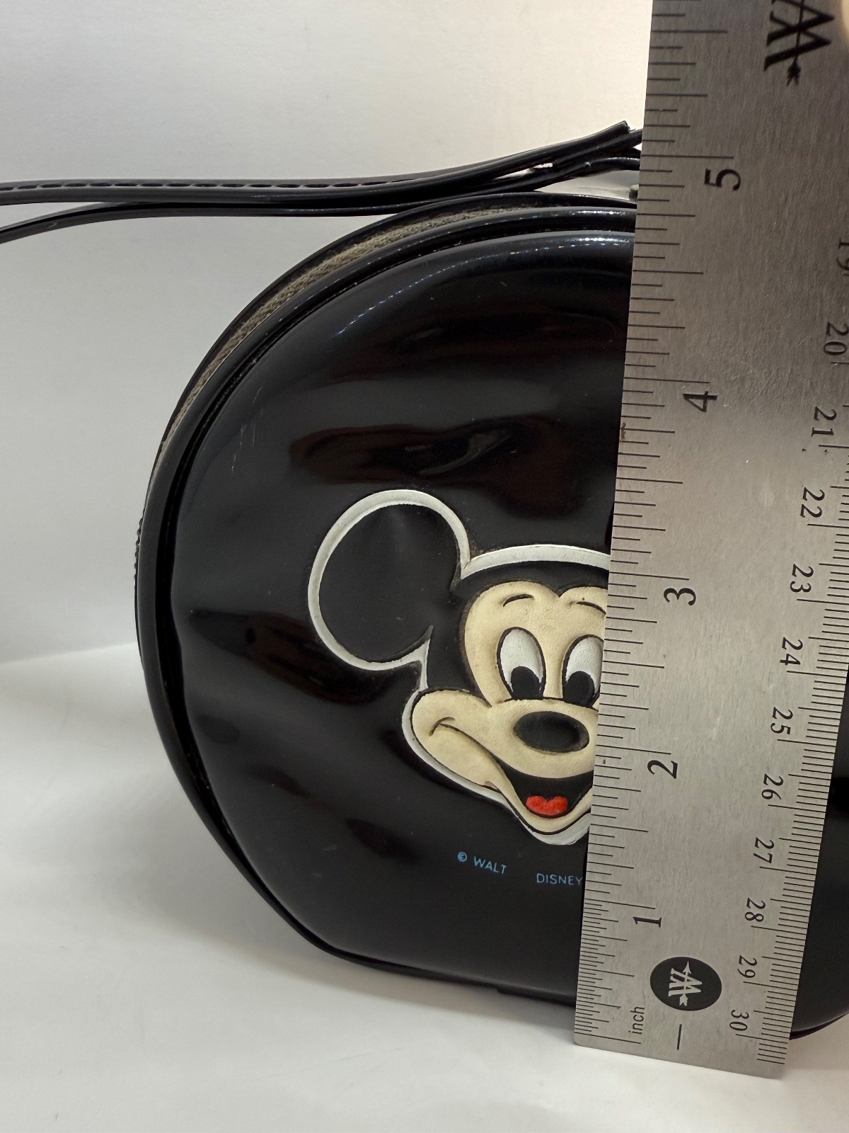 Vintage MICKEY MOUSE Small Black VINYL PURSE WALT DISNEY Hong Kong *Free Ship*