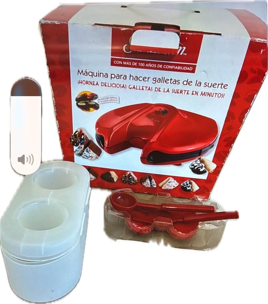 Sunbeam Fortune Cookie Maker Red Electric with Container & Measuring Spoon