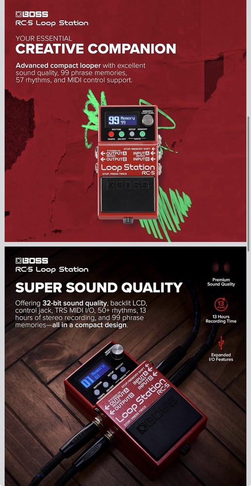 Boss RC-5 Loop Station - Red