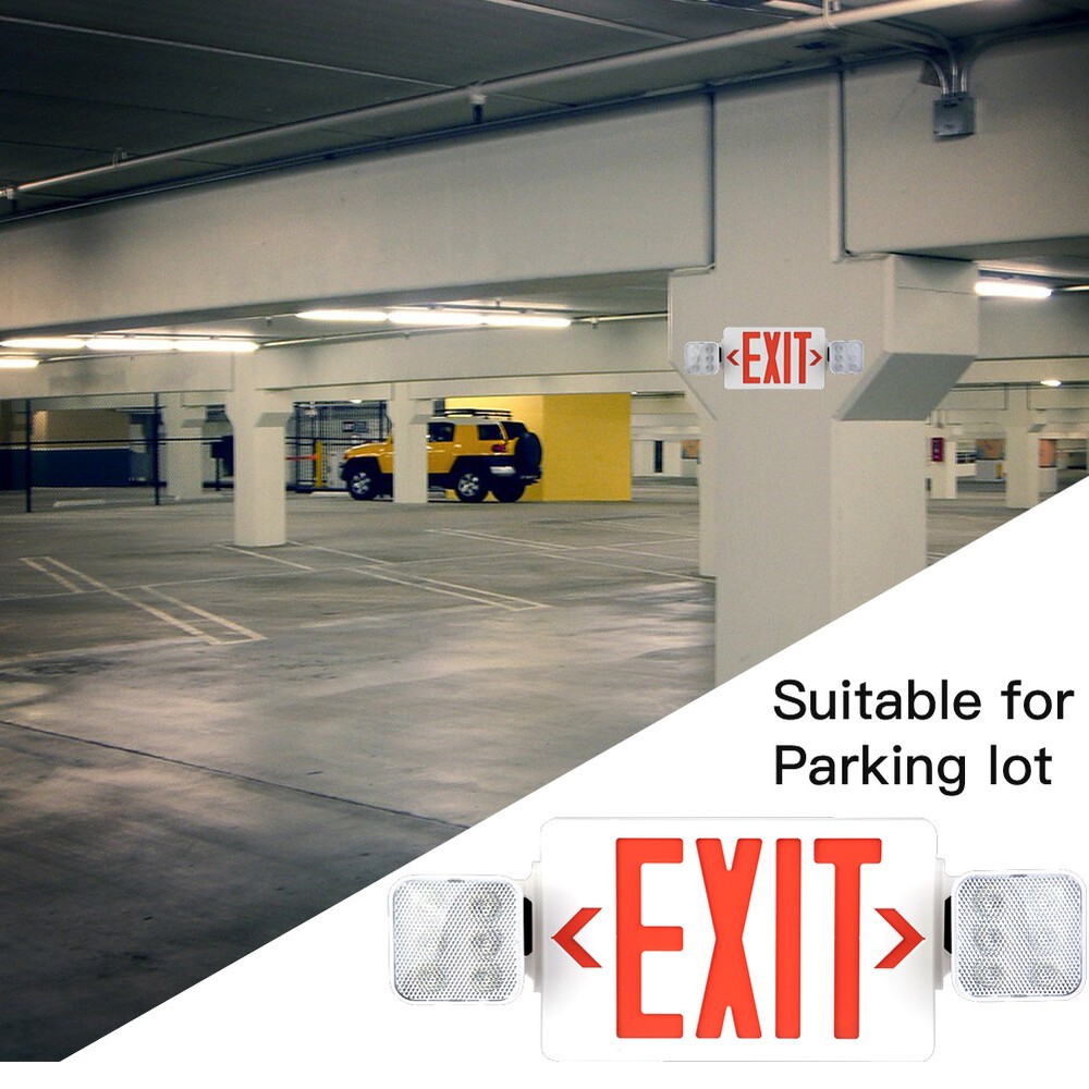 2 Pack Red LED Exit Sign, UL Emergency Light - Dual LED Lamp ABS Fire Resistance