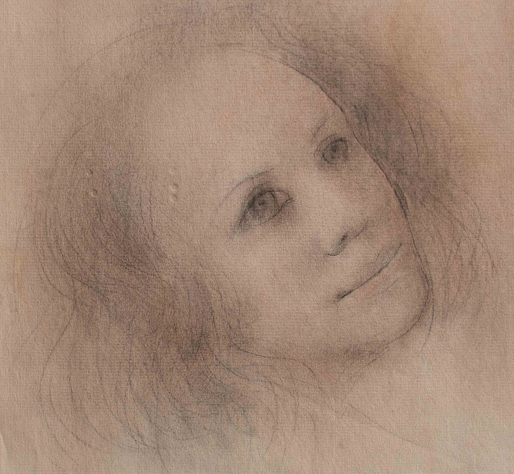 Willi Schmid woman's head head study Munich Secession unique drawing