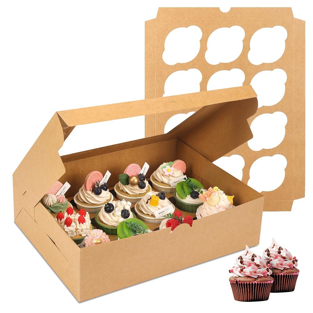 20 Sets Cupcake Boxes, 12 Count Cupcake Containers with Window, for Birthday ...