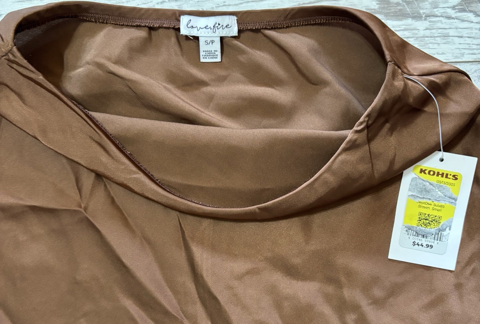 NEW Women's Love, Fire Size Small Half Slip Brown w/Lace Edging 35" Maxi Length