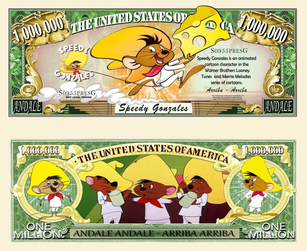 Speedy Gonzales Million Dollar Bill Play Funny Money Novelty Note + FREE SLEEVE