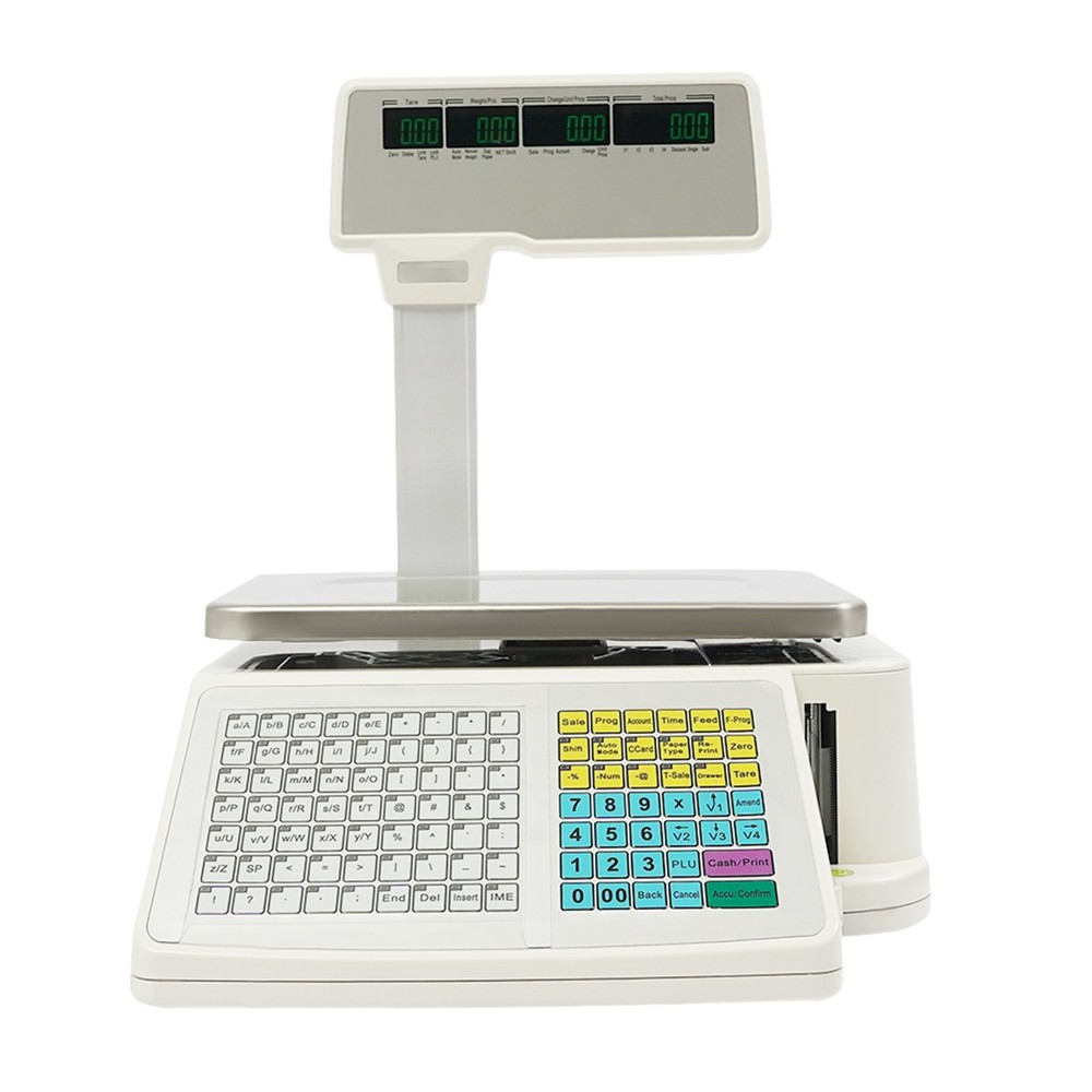 White Electronic Price Computing Scale Four-window Label Thermal Printer Scale