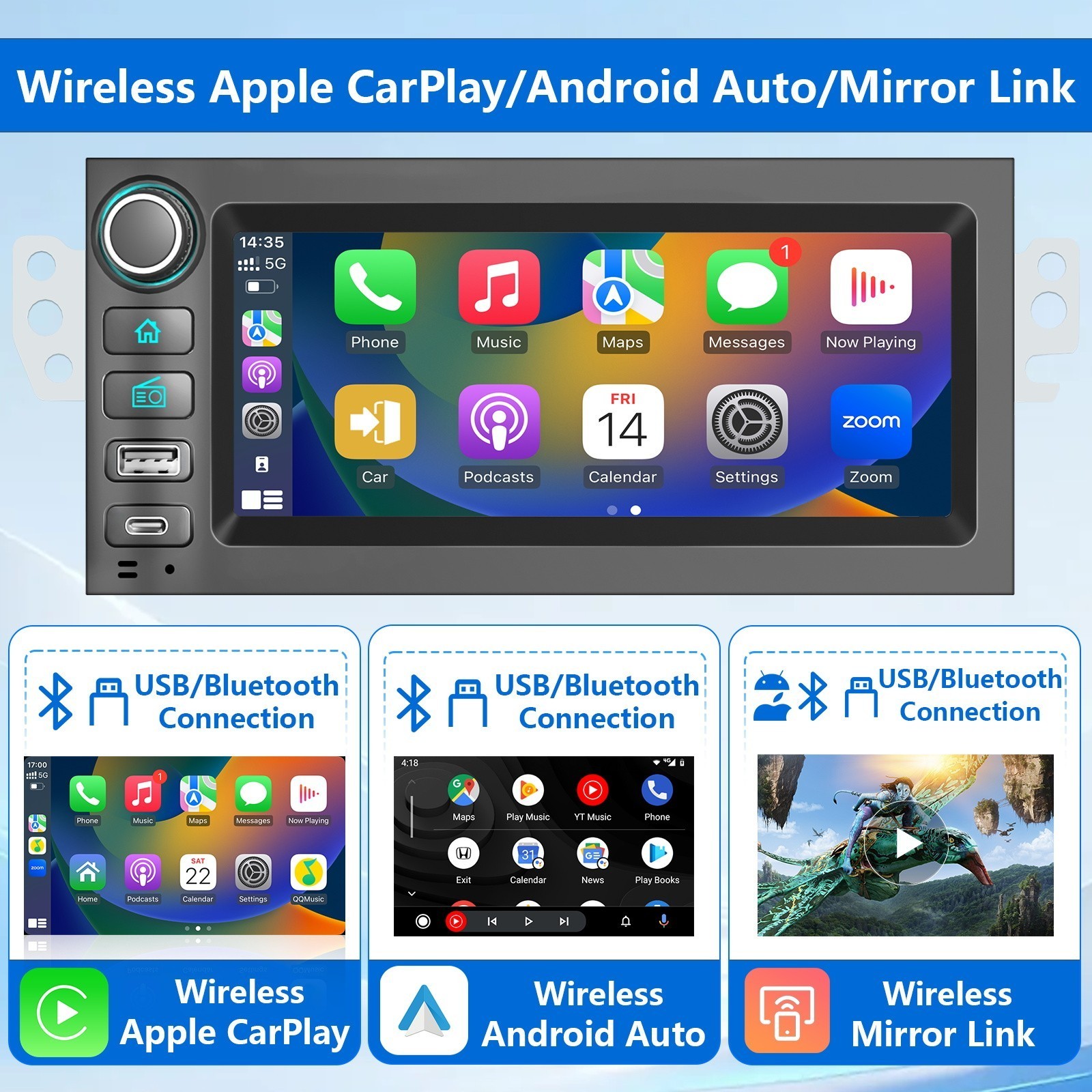 For GMC Chevy Tahoe Yukon Suburban 1995-2002 Apple Carplay Car Stereo Radio GPS