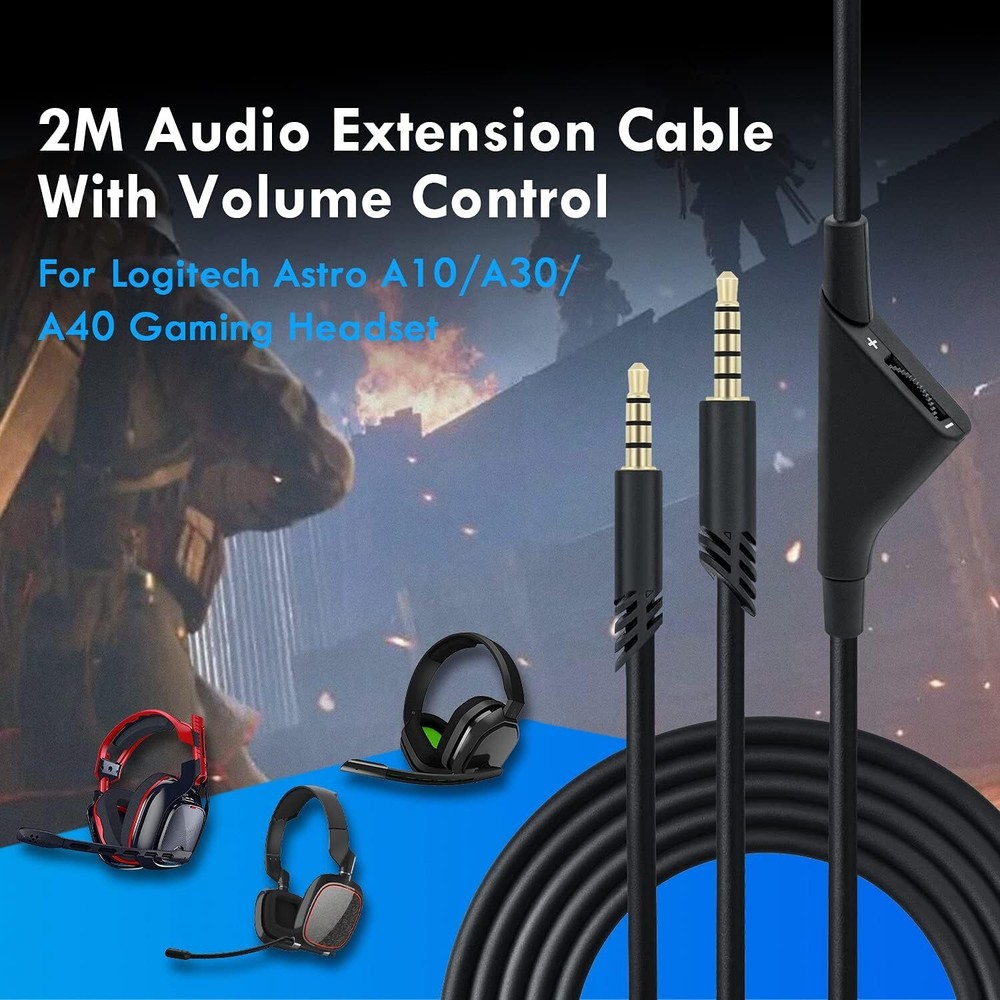 2M Replacement Audio Cable Cord Volume Control for Astro Gaming Headset A10 A40