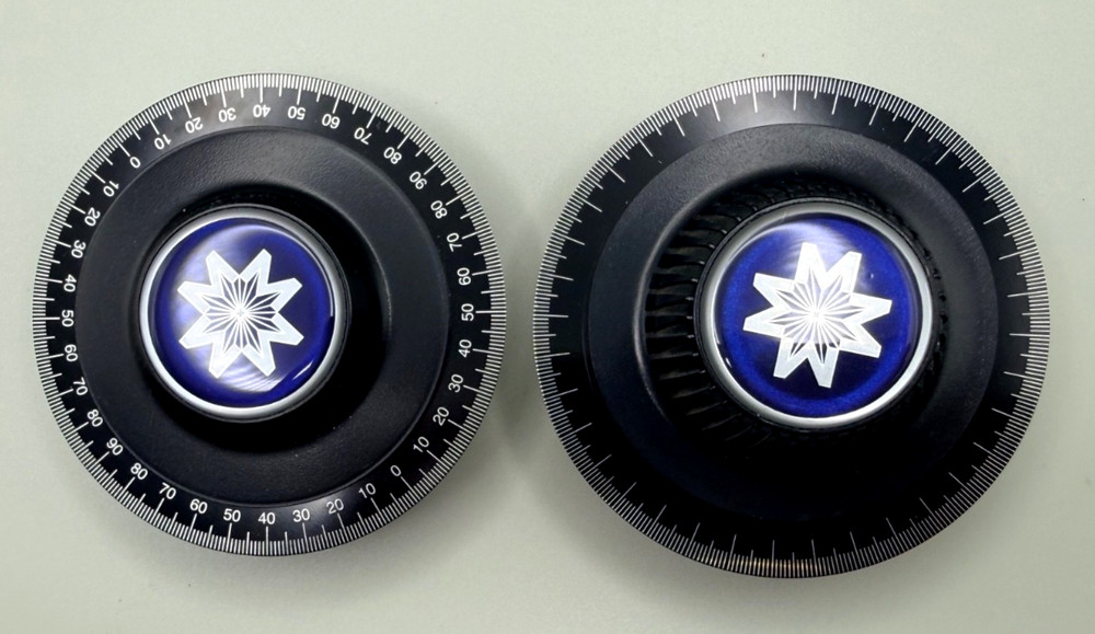 Meade ETX Telescope Left and Right Declination Knobs  - Silver & Dark Blue