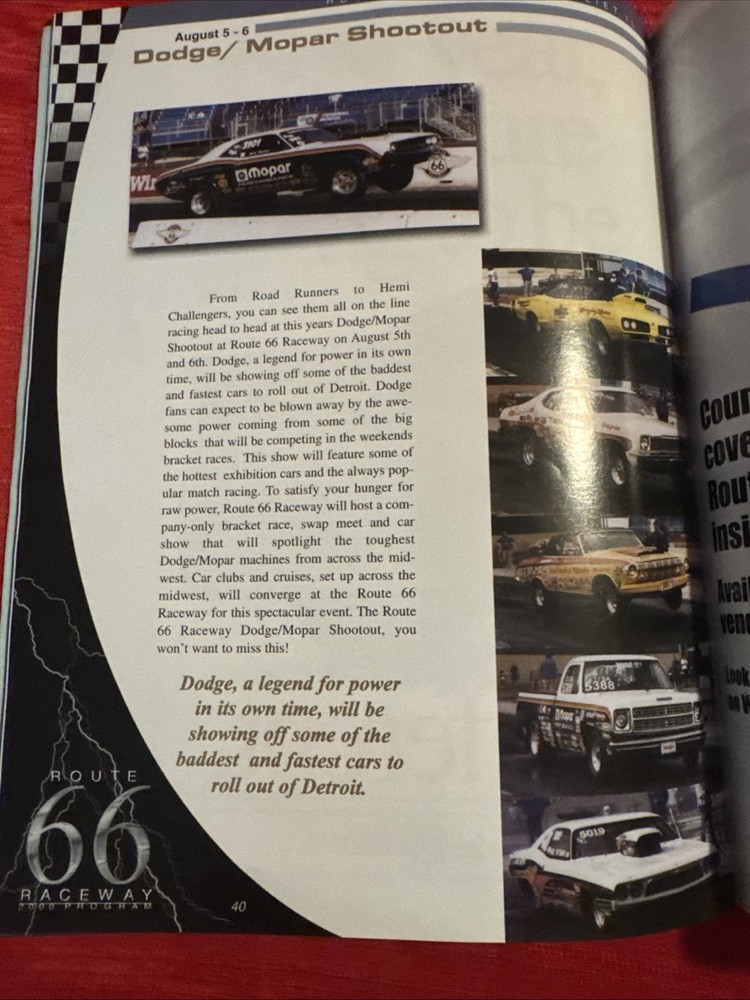 Route 66 Raceway Official Racing Program - 2000 Preowned