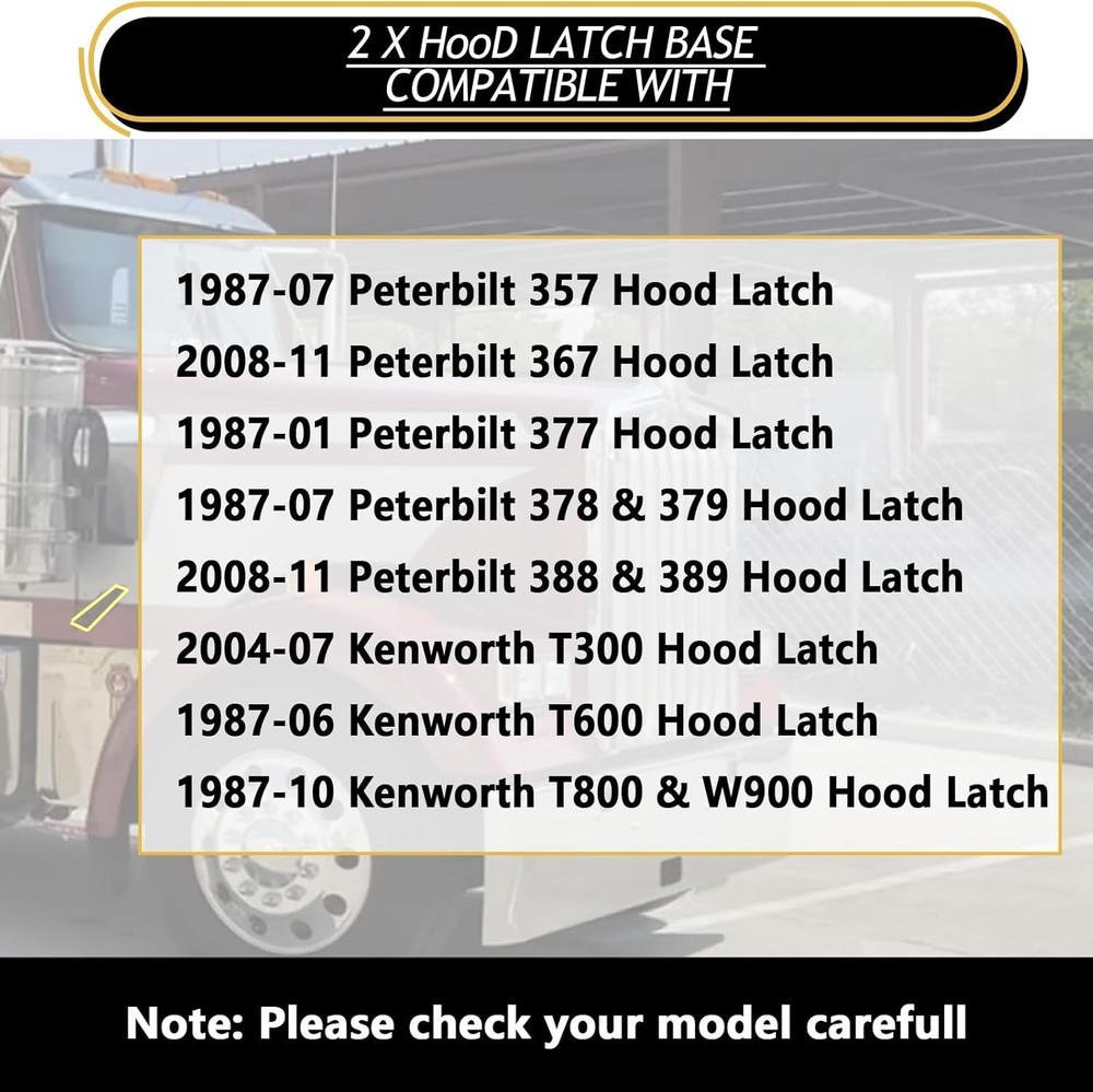 2 Pack For Peterbilt Kenworth Hood Latch Base Compatible With Peterbilt 357 3...