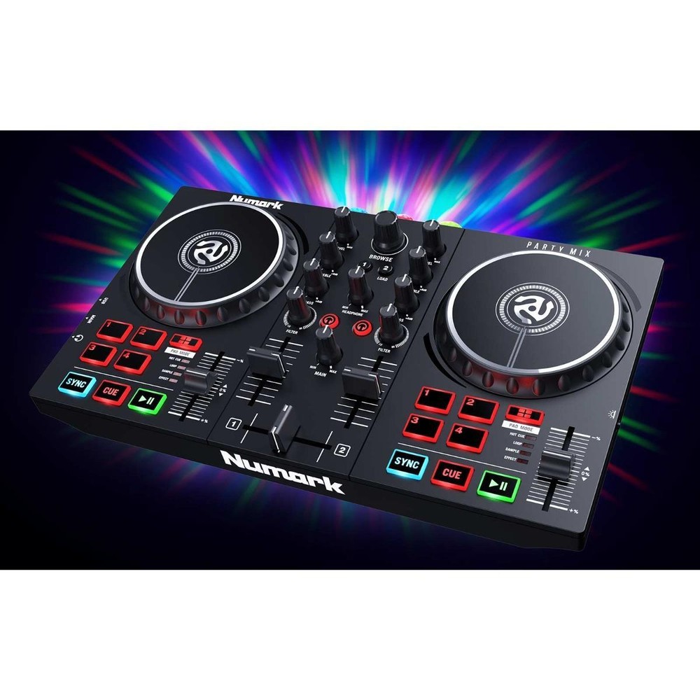 Numark Party Mix II Built-In Light Show DJ Controller with Backpack