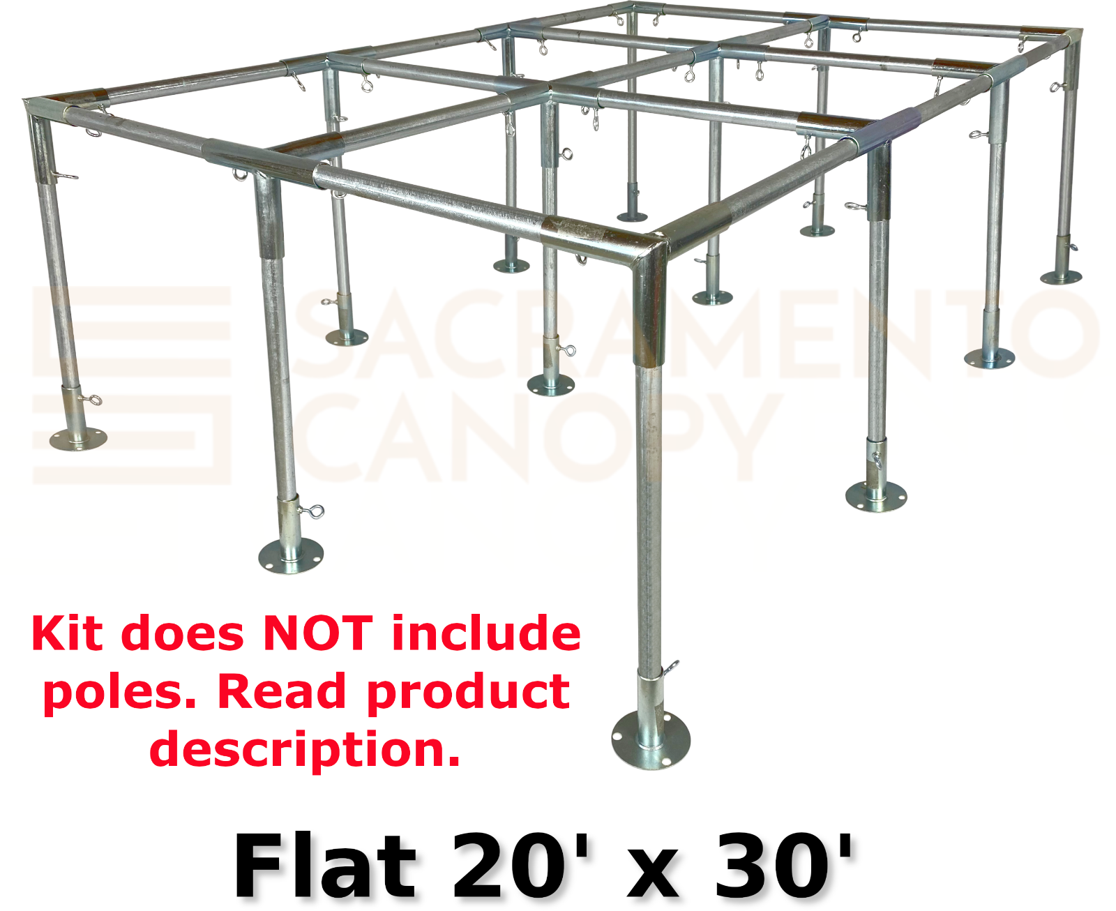 20' Wide Flat Roof Canopy Fittings Kits, DIY Metal 1" EMT Carport Frame Parts