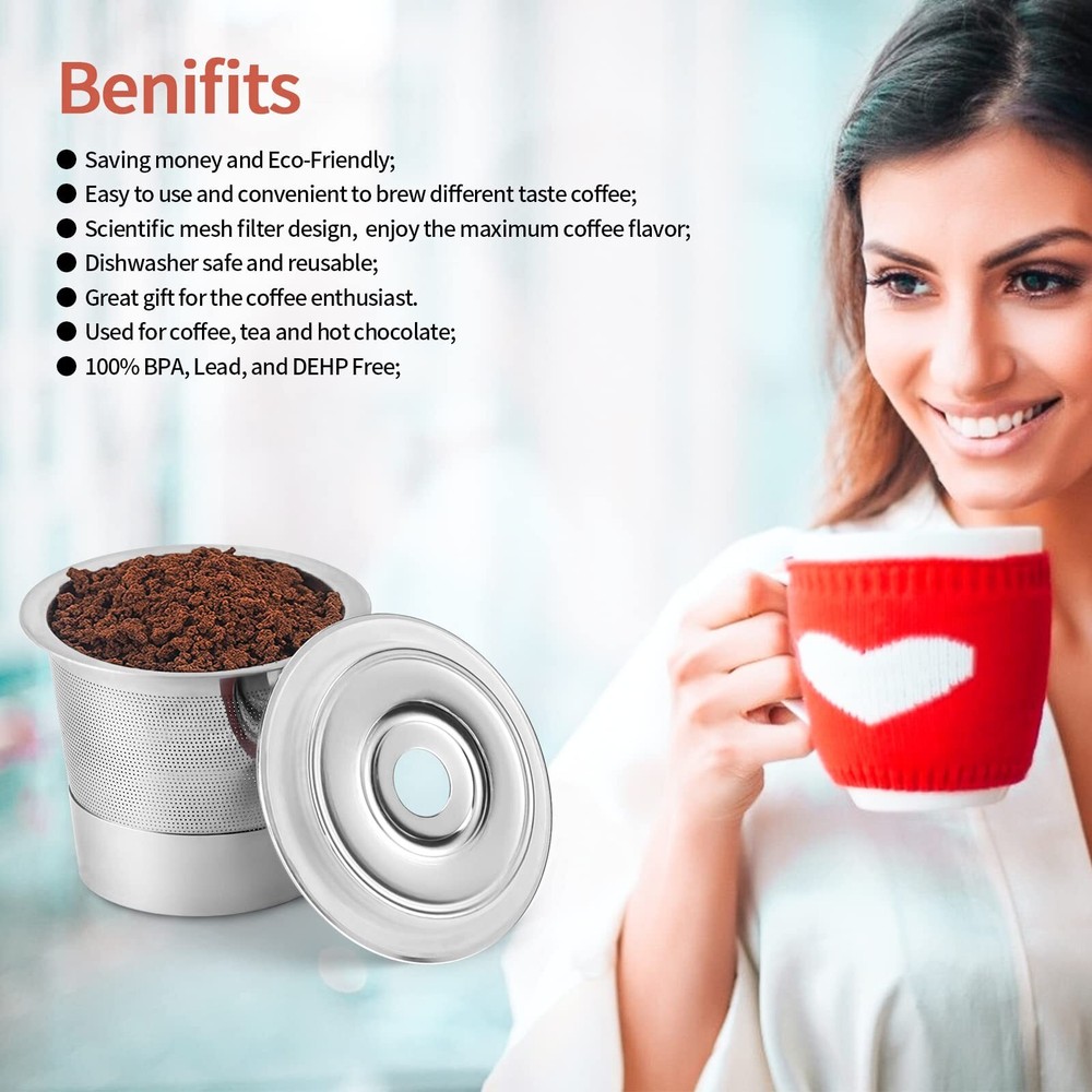 Universal Refillable Coffee Pod Filters Compatible with Keurig Reusable