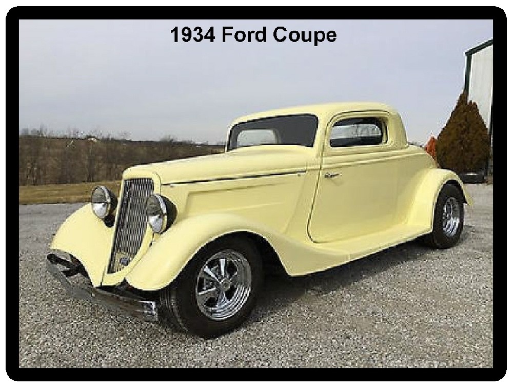 1934 Ford Coupe Yellow Refrigerator Magnet